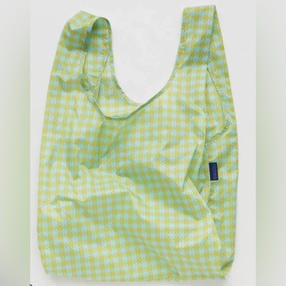 Baggu Standard‎ Reusable Tote Bag Mint Pixel Gingham Brand New